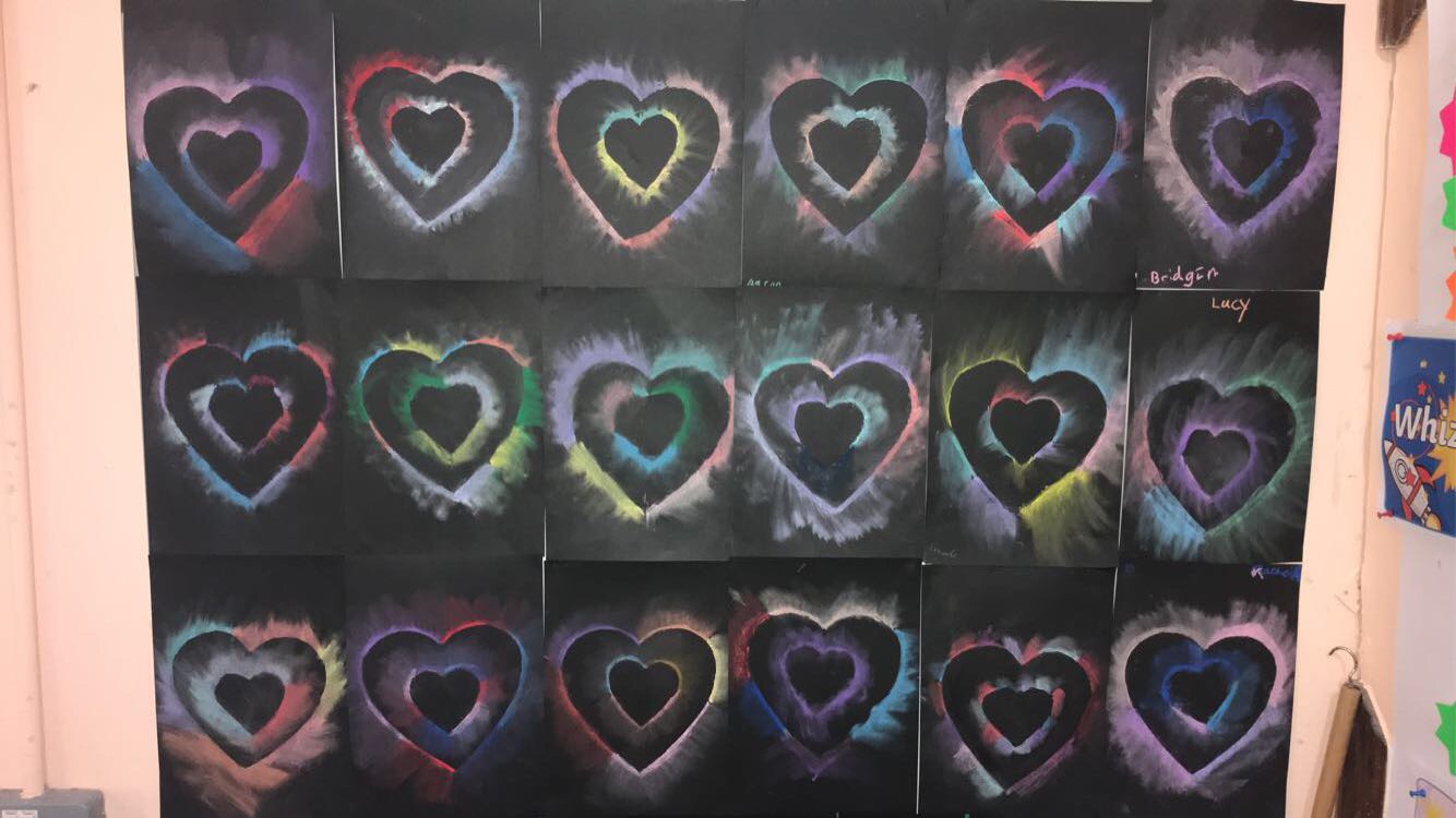 1ST & 2ND CLASS ART WORK VALENTINES DAY Rusheen National School